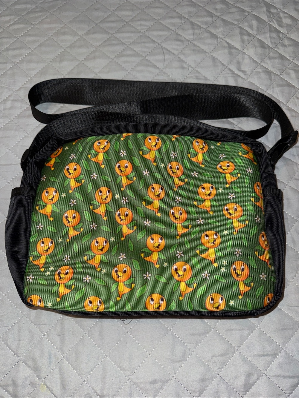 Orange Bird Pattern Crossbody Bag